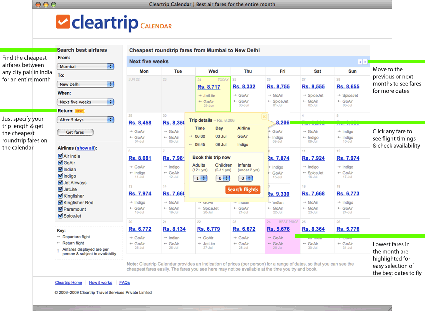 cleartrip calendar how it works calendar that works