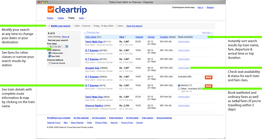 Cleartrip Train Search Tour